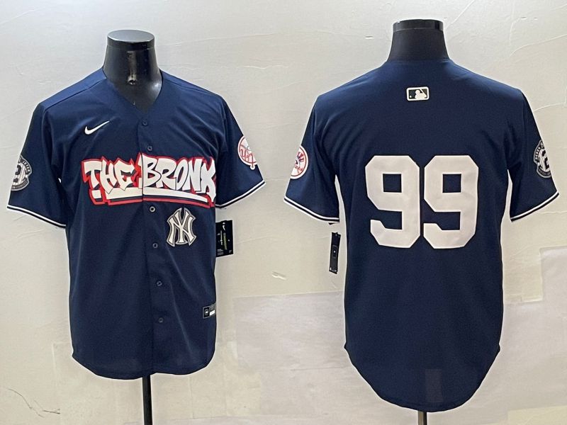 Men New York Yankees 99 Judge Drak Blue four generations Joint Name 2025 Nike MLB Jersey style 14